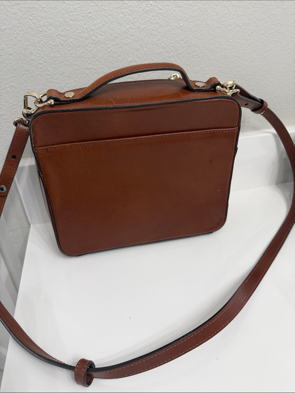 Brahmin Brown Leather Box Crossbody with Gold Hardware - Picture 2 of 3